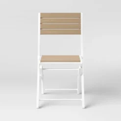 Bryant 4pk Faux Wood Folding Patio Bistro Chairs - White/Light Wood - Threshold™ -Threshold Outdoor Deals Store GUEST 048e3749 da5e 4a40 8226 5119b7660d58