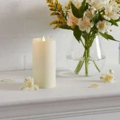 3" X 6" Pillar Candle Cream - Thresholdâ˘