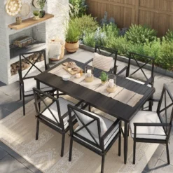 2pc Searsburg Aluminum Outdoor Patio Dining Chairs Arm Chairs Black - Thresholdâ˘