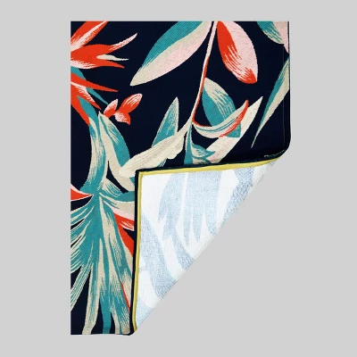 5' X 7' Jungle Tropical Outdoor Rug Navy/Coral - Threshold™ 2 5' X 7' Jungle Tropical Outdoor Rug Navy/Coral - Threshold™ - Image 2