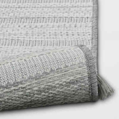 5' X 7' Striped Tapestry Outdoor Rug Charcoal Gray - Threshold™ 3 5' X 7' Striped Tapestry Outdoor Rug Charcoal Gray - Threshold™ - Image 3