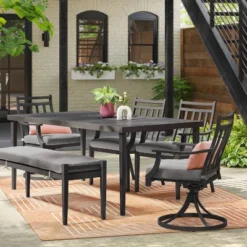 2pc Fairmont Stationary Outdoor Patio Dining Chairs Arm Chairs Black - Thresholdâ˘