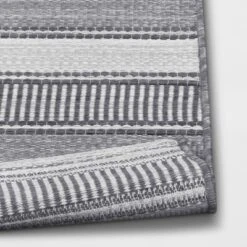 7'x10' Striped Rectangular Woven Outdoor Area Rug Charcoal Gray/Ivory - Threshold™ 5 7'x10' Striped Rectangular Woven Outdoor Area Rug Charcoal Gray/Ivory - Threshold™ -Threshold Outdoor Deals Store GUEST 4ed8cf52 5b9a 4180 83cb e8909f219477