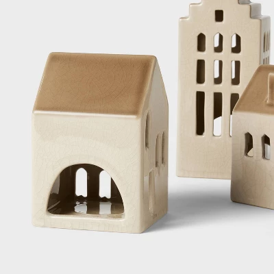 3pc Ceramic House LED Tea Light Holder Set - Threshold™ Designed With Studio McGee 2 3pc Ceramic House LED Tea Light Holder Set - Threshold™ Designed With Studio McGee - Image 2