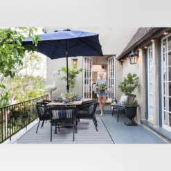 Pattern Stripe Outdoor Rug Blue - Threshold -Threshold Outdoor Deals Store GUEST 5c84472d 2247 47de 8262 5740faddfbb9