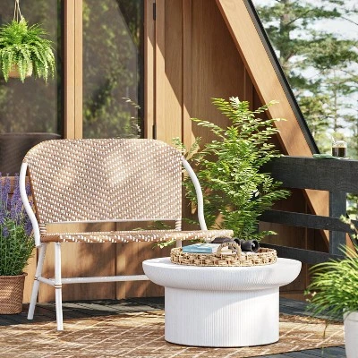 Suffield Wicker Patio Bench With Back - Threshold™ 1 Suffield Wicker Patio Bench With Back - Threshold™