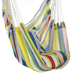 Threshold Outdoor Deals Store 9 3.3' Cushioned Outdoor Hammock Chair With Spreader Bar Summer Stripe Yellow/Red/Blue - Threshold™