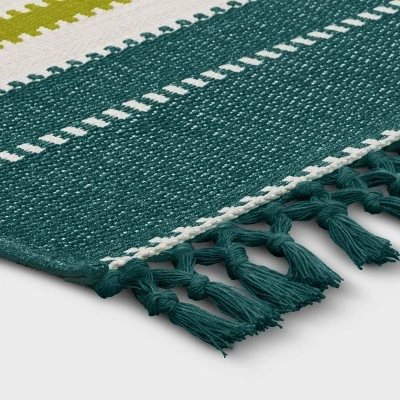 7'x10' Textural Stripe Rectangular Woven Outdoor Area Rug Light Green - Threshold™ 2 7'x10' Textural Stripe Rectangular Woven Outdoor Area Rug Light Green - Threshold™ - Image 2