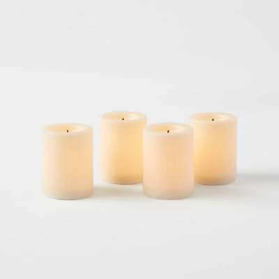 1.82" X 1.4" 4pk LED Votive Flameless Black Wick Candle Cream - Threshold™ 2 1.82" X 1.4" 4pk LED Votive Flameless Black Wick Candle Cream - Threshold™ - Image 2
