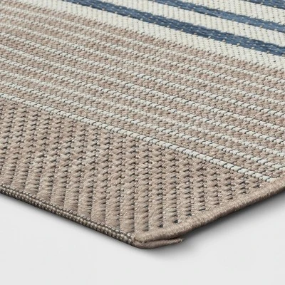 Sand Stripe Outdoor Rug Blue - Threshold™ 2 Sand Stripe Outdoor Rug Blue - Threshold™ - Image 2