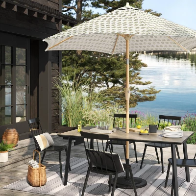 7'x10' Striped Rectangular Woven Outdoor Area Rug Charcoal Gray/Ivory - Threshold™ 1 7'x10' Striped Rectangular Woven Outdoor Area Rug Charcoal Gray/Ivory - Threshold™