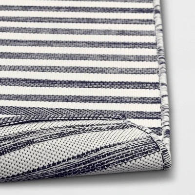 7'x10' Narrow Wornstripe Rectangular Woven Outdoor Area Rug Navy Blue - Threshold™ 3 7'x10' Narrow Wornstripe Rectangular Woven Outdoor Area Rug Navy Blue - Threshold™ - Image 3