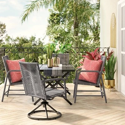 2pc Granby Padded Wicker Outdoor Patio Dining Chairs Arm Chairs Gray - Threshold™ 1 2pc Granby Padded Wicker Outdoor Patio Dining Chairs Arm Chairs Gray - Threshold™