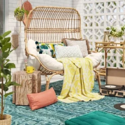 Wicker & Metal Outdoor Patio Chair, Egg Chair Natural - Threshold™ Designed With Studio McGee -Threshold Outdoor Deals Store GUEST 98121453 7012 488d ba4f 18f874372531