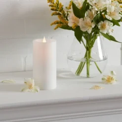 3" X 6" LED Pillar Candles White - Thresholdâ˘