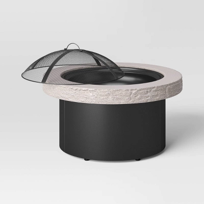 32" Stack Stone Wood Burning Outdoor Fireplace With Spark Screen - Threshold™ 2 32" Stack Stone Wood Burning Outdoor Fireplace With Spark Screen - Threshold™ - Image 2