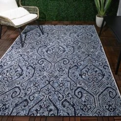 Paisley Outdoor Rug Blue - Thresholdâ˘