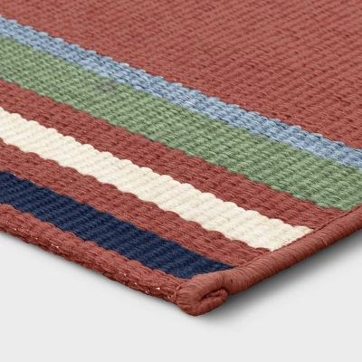 7'x10' Striped Outdoor Rug Red - Threshold™ 2 7'x10' Striped Outdoor Rug Red - Threshold™ - Image 2