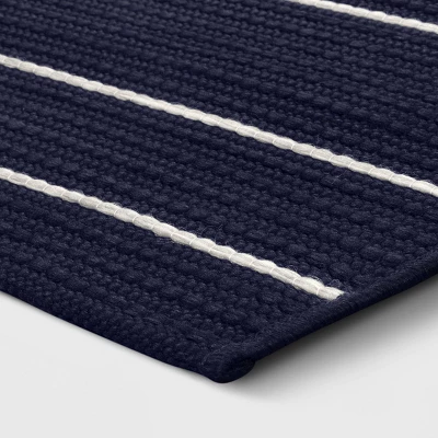 7'x10' Thin Stripe Rectangular Woven Outdoor Area Rug Navy/Ivory - Threshold™ 2 7'x10' Thin Stripe Rectangular Woven Outdoor Area Rug Navy/Ivory - Threshold™ - Image 2