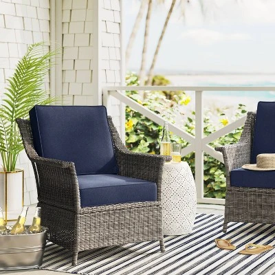 7'x10' Narrow Wornstripe Rectangular Woven Outdoor Area Rug Navy Blue - Threshold™ 1 7'x10' Narrow Wornstripe Rectangular Woven Outdoor Area Rug Navy Blue - Threshold™