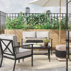 Searsburg Aluminum Deep Seating Outdoor Patio Chair, Club Chairs Black - Threshold™