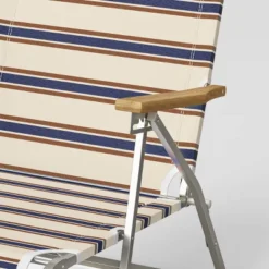 Striped Aluminum Beach Lounger With Wood Arms - Threshold™ -Threshold Outdoor Deals Store GUEST df789a71 0257 4fd1 9821 4102e7b5fb20