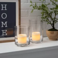 2pk 3" X 3" LED Flameless Black Wick Candle Cream - Thresholdâ˘