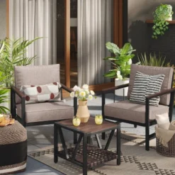 Threshold Outdoor Deals Store 3 Oak Park 3pc Patio Chat Set - Threshold™