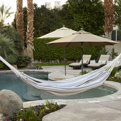 Linen Striped Flat Weave Hammock Blue - Threshold™ 1 Linen Striped Flat Weave Hammock Blue - Threshold™